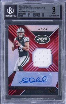 2018 Panini XR Rookie Swatch Autographs Red #3 Sam Darnold Signed Rookie Jersey Card (#14/15) - BGS MINT 9/BGS 10
